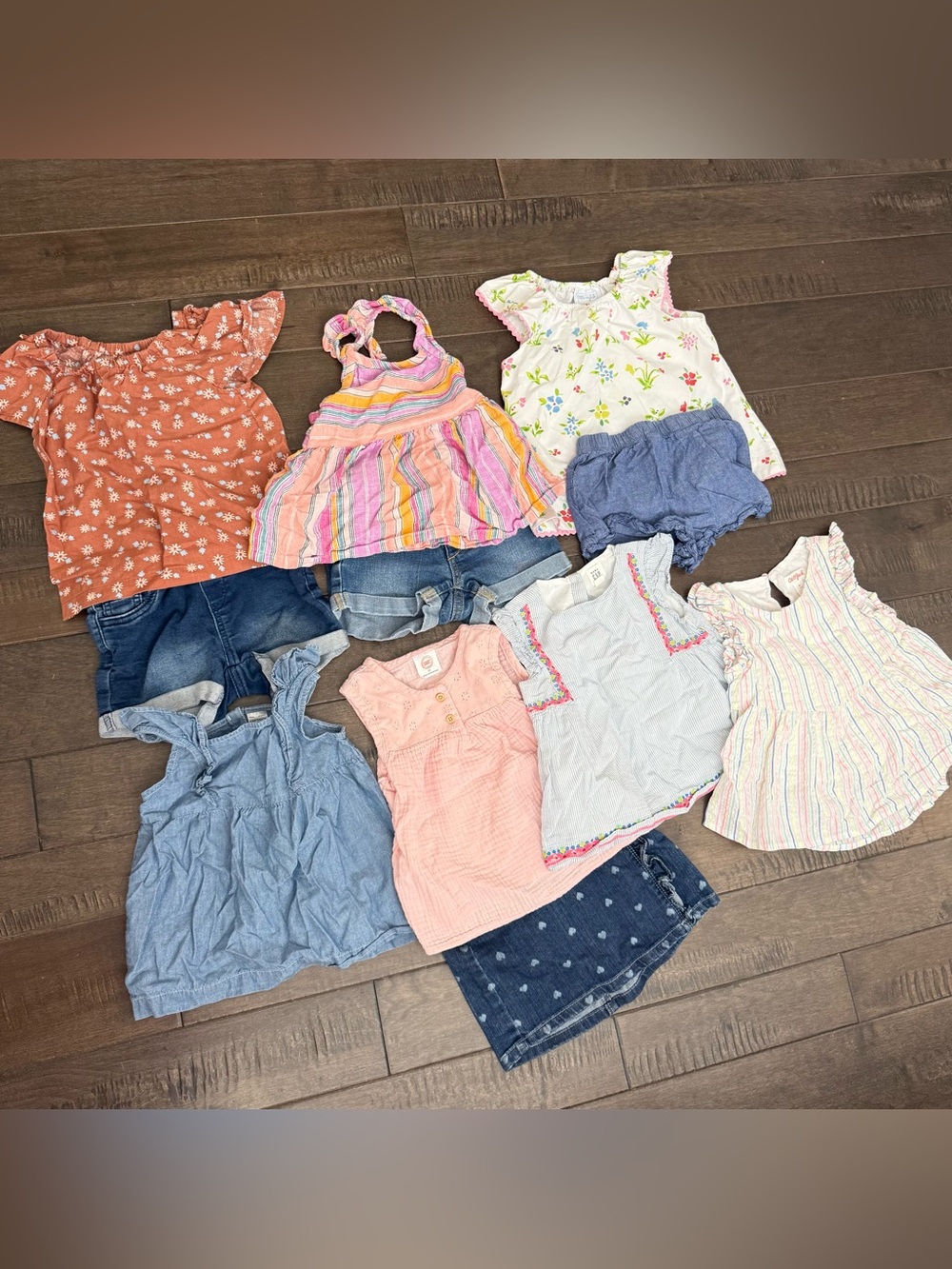 Girls Summer Outfit Bundle Jean Shorts Skirts Tops 3T